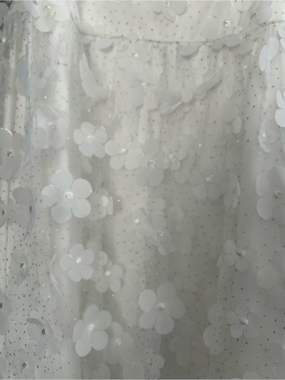 White Floral Appliqué Mini Dress - Picture 9 of 9